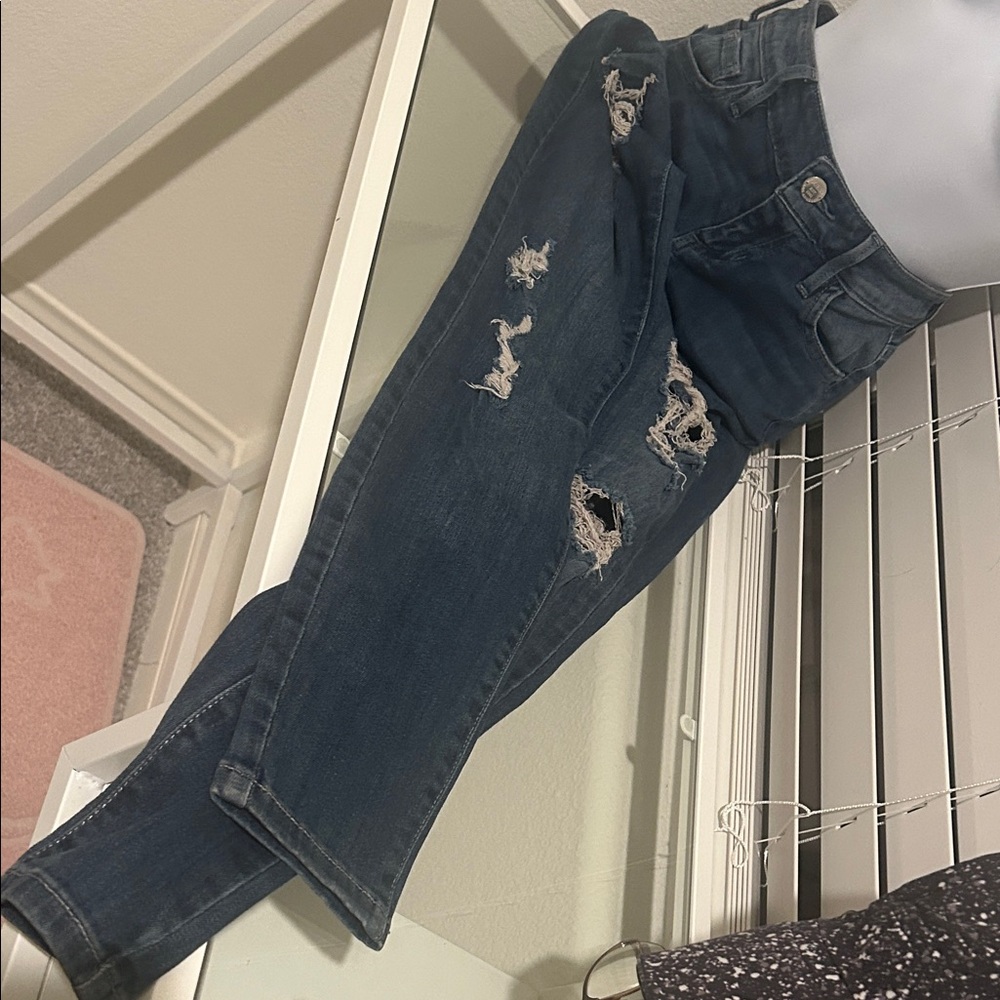 Guess Dark Blue Distressed Skinny Jeans